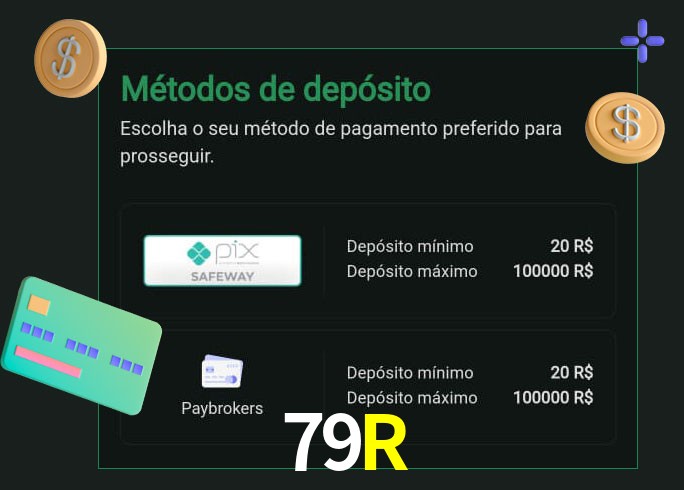 O cassino 79R oferece uma grande variedade de métodos de pagamento